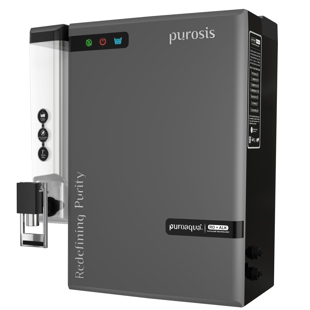 Purosis Puroaqua+ Matt Black 14 L RO + UV + Alkaline Water Purifier (Gray)